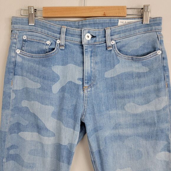 rag & bone Jeans Cate Mid-Rise Faded Camo Ankle Skinny Denim Womens 29 Preppy - Picture 3 of 13